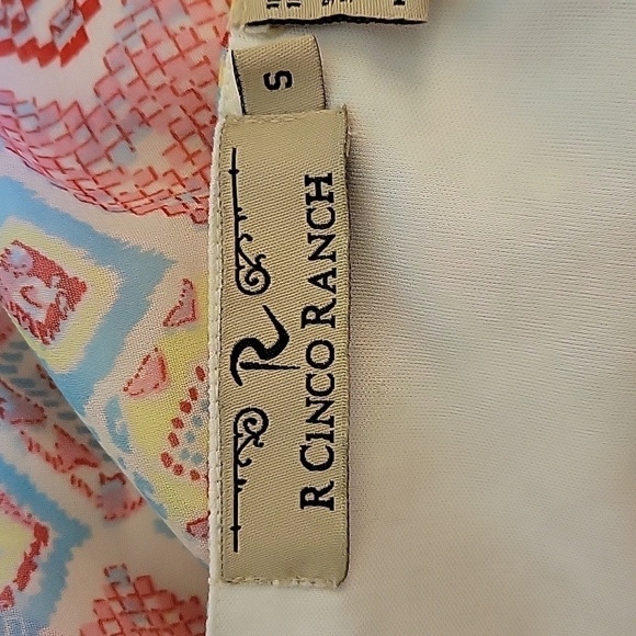Vtg R CINCO RANCH Pink Southwestern Aztec Cowgirl Cold Shoulder Festival Dress - Picture 8 of 9